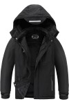 Black Boy's Waterproof Ski Jacket Warm Winter Snow Coat Fleece Snowboarding Jackets Thick Hooded Windproof Raincoat