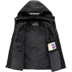 Black Boy's Waterproof Ski Jacket Warm Winter Snow Coat Fleece Snowboarding Jackets Thick Hooded Windproof Raincoat