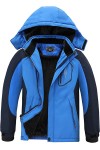 Blue Boy's Waterproof Ski Jacket Warm Winter Snow Coat Fleece Snowboarding Jackets Thick Hooded Windproof Raincoat