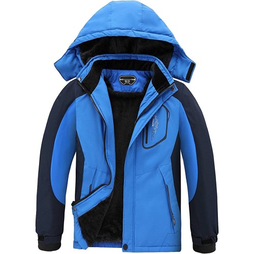 Blue Boy's Waterproof Ski Jacket Warm Winter Snow Coat Fleece Snowboarding Jackets Thick Hooded Windproof Raincoat Blue Boy's Waterproof Ski Jacket Warm Winter Snow Coat Fleece Snowboarding Jackets Thick Hooded Windproof Raincoat
