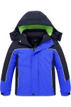Blue Boy's Waterproof Ski Jacket Fleece Winter Outdoor Snow Coat Hooded Raincoats
