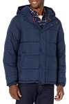 Navy Men's Heavyweight Hooded Puffer Coat