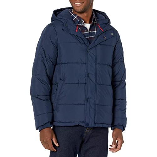 Navy Men's Heavyweight Hooded Puffer Coat Navy Men's Heavyweight Hooded Puffer Coat