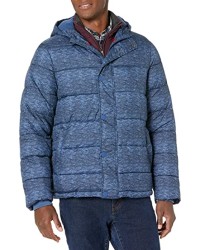 Blue Heather Men's Heavyweight Hooded Puffer Coat