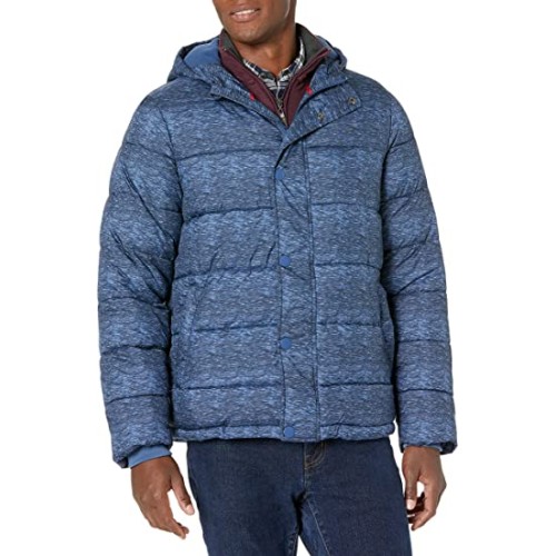 Blue Heather Men's Heavyweight Hooded Puffer Coat Blue Heather Men's Heavyweight Hooded Puffer Coat