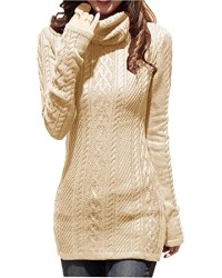 v28 Women Polo Neck Long Slim Fitted Dress Bodycon Turtleneck Cable Knit Sweater