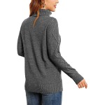 dark Grey Women's Turtleneck Cable Knit Long Sleeve Pullover Sweater dark Grey Women's Turtleneck Cable Knit Long Sleeve Pullover Sweater