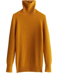 Ginger Women's Turtleneck Fall Winter Long Sleeve Loose Pure Merino Wool Warm Soft Knitted Pullover Sweater