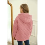 Deep Pink Girls Button Down Quilted Coat Kids Hooded Puffer Jacket Windbreaker with Pockets Deep Pink Girls Button Down Quilted Coat Kids Hooded Puffer Jacket Windbreaker with Pockets