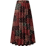 Women's Chiffon Elastic High Waist Pleated A-Line Flared Maxi Skirts