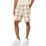 Khaki Brown Plaid Men's Classic-Fit 9" Chino Short