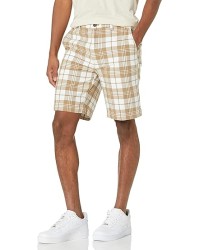 Khaki Brown Plaid Men's Classic-Fit 9" Chino Short