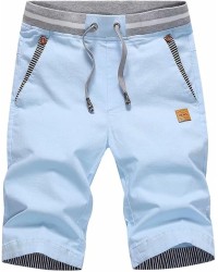 Men's Shorts Casual Classic Fit Drawstring Summer Beach Shorts with Elastic Waist and Pockets