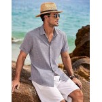 Dark Blue Grey Men's Linen Shirts Short