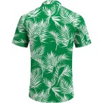 Celadon Green- Palm Leaf Men's Linen Shirts Short