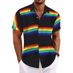 Rainbow Dark Blue Grey Men's Linen Shirts Short Rainbow Dark Blue Grey Men's Linen Shirts Short