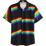 Rainbow Dark Blue Grey Men's Linen Shirts Short Rainbow Dark Blue Grey Men's Linen Shirts Short