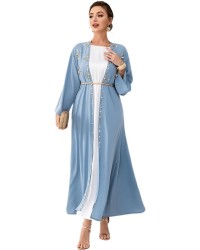 Long Sleeve Cardigan Maxi Dress for Women with Belt