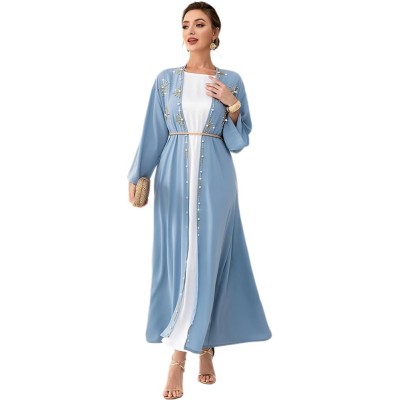 Long Sleeve Cardigan Maxi Dress for Women with Belt